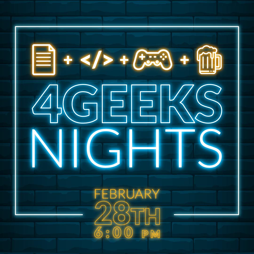 4GeeksAcademy's tweet image. Enjoy with us the next 4Geeks Night. February 28th. 

  Read more about it. 👉 bit.ly/2WUYcuR

#GeeksAcademy #4GeeksNight #CodingWith4GeeksAcademy #TimeToCode #LearnToCode #JavaScript  #Bootcamp #Coding  #CodingEducation