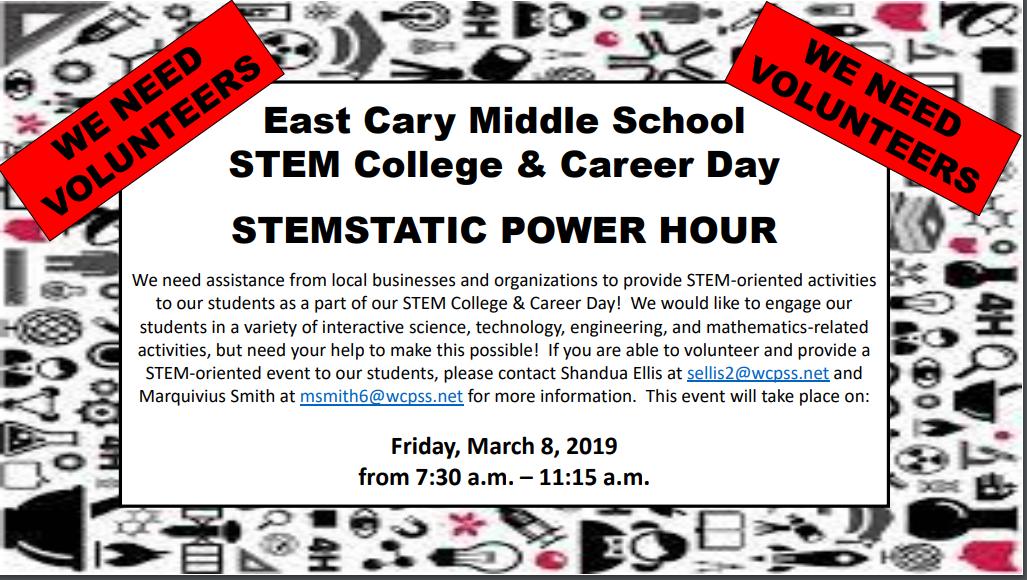 TeAmSmittyCTE's tweet photo. Calling all College faculty/students as well as career professionals  we would love to have you be a part of our STEM College and Career Day. https://t.co/qt92o20GBL