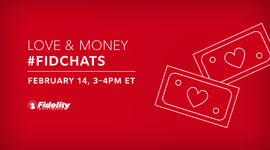 Fidelity's tweet photo. In love with your partner, but not with your finances? Join our #FidChats as we talk about navigating love and money with @JeanChatzky, @davidcarlson1, @LaurenYoung, @christaylor_nyc , @MMarquit , @Jeanne_Fidelity, @JanetBodnar, @CoupleMoney, @gailmarksjarvis, @truetrae &amp; more. https://t.co/27JhJViCIu