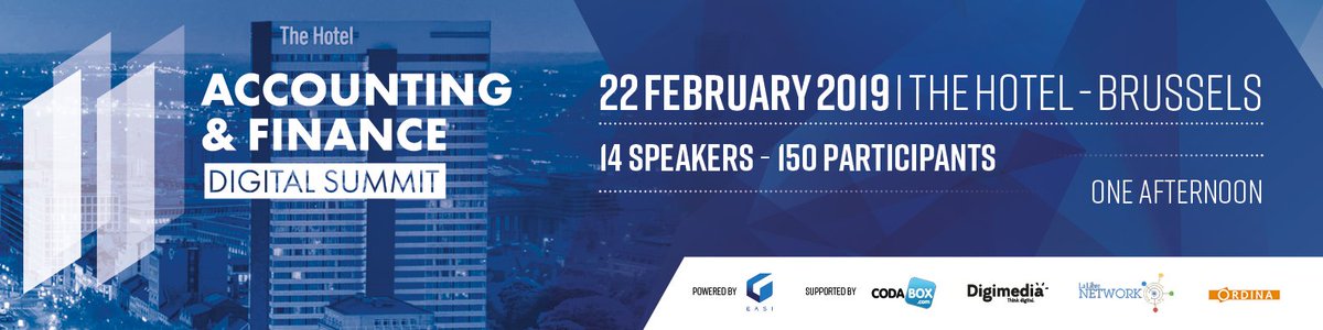 A few days left to benefit from our offer "Buy one, Get one". Join us next Friday to share #experience and #expertise with professionals from companies such as <a href="/easi_net/">EASI</a>, <a href="/CodaBox_/">CodaBox</a> &amp; @Ordina. Register: bit.ly/2z4S4F7
#Accounting #DigitalFinance #Blockchain #Einvoicing