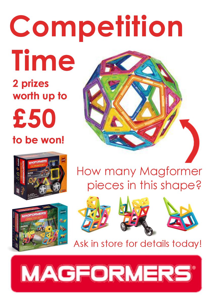 HALF TERM COMPETITION Two fantastic Magformers prizes to be won!!! Call into Treasures and start guessing! #Competition #halfterm #prizes <a href="/Magformers_GB/">MagformersUK</a>