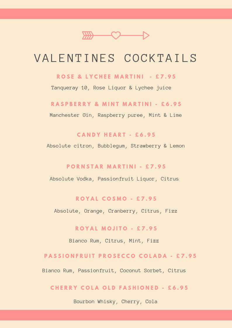 ❤️Our Cocktail menu for tonight, call in to try one of Griff's LOVELY creations❤️
#ValentinesDay