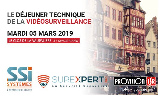 ProvisionISR_FR's tweet photo. Retrouvez-nous mardi 5 Mars à Rouen sur l'évenement organisé par nos partenaires SSI Systemes et Surexpert. Vous pourrez découvrir nos solutions #IP, #AHD, #videoanalytics #ossia
Plus d'informations ici : https://t.co/Hf6BBHpctt
#provisionISR https://t.co/fuBf5k3fNy