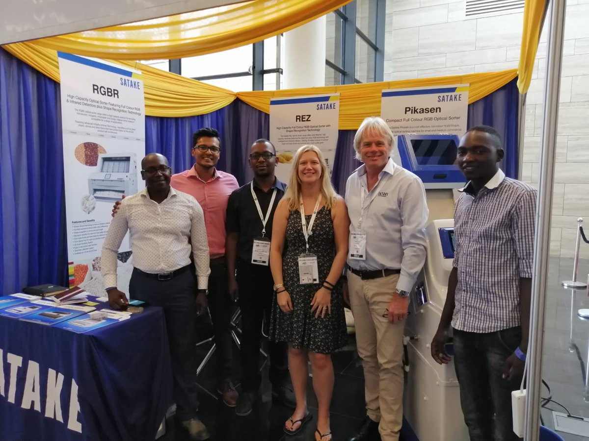 SatakeUSA's tweet photo. 17th @AFCA_COFFEE Coffee show in Kigali, Rwanda with the SATAKE East Africa team from Kenya, Rwanda, Ethiopia, Uganda, Burundi and DRC demonstrating the Pikasen on Arabica &amp; Robusta Coffee. #demonstration #eastafrica #coffee https://t.co/ileVNYvQGw