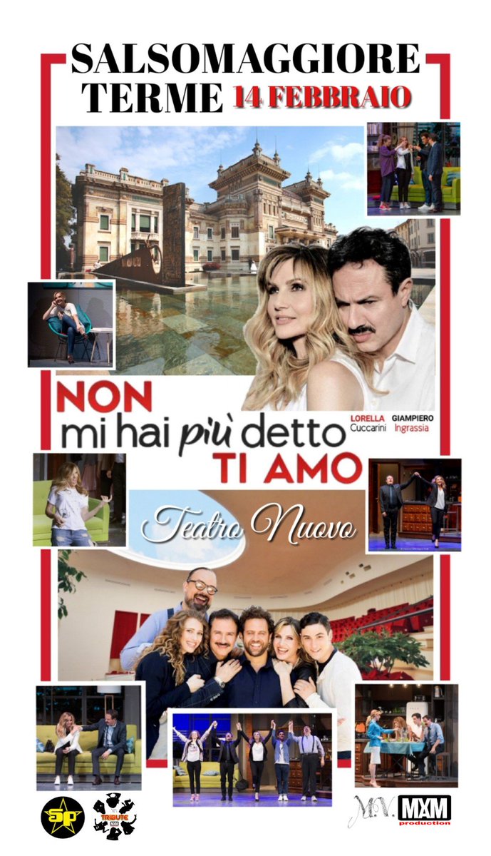 markoverona's tweet photo. #oggi ultimissima occasione!!!
Regalo per #Sanvalentino ?
A #salsomaggioreterme 
#ultimareplica x la #comnedia
#nonmihaipiùdettotiamo  con
@lcuccarini @giampiero_ingrassia 
#raffaellacamarda 
#fabriziocorucci 
#francescomconti 
Grazie x questa tournée🙏❤ https://t.co/sfqF3kp9Fa