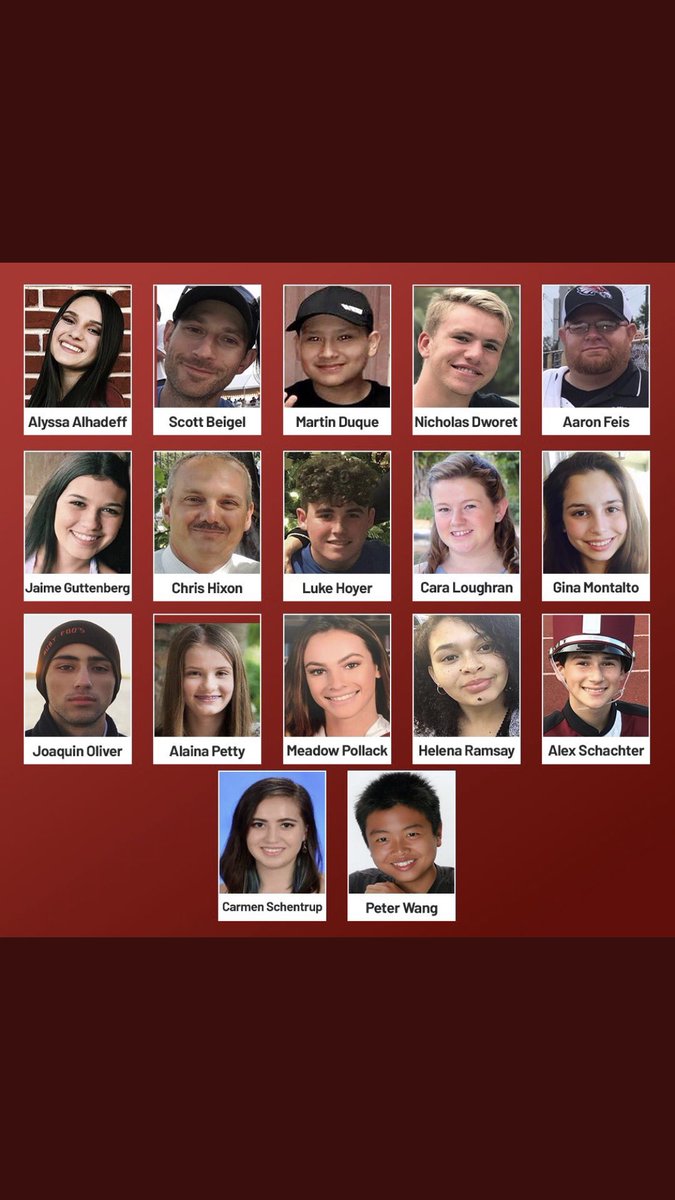 Remember them.  Honor them.  

My family and I send all of our love to their families to give them strength to endure their grief and to the survivors to endure the memories of that day.  We love you.

#ParklandSchoolShooting #MarjoryStonemanDouglas