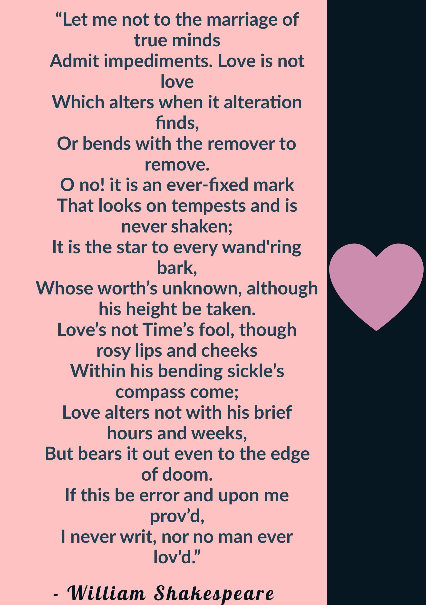 Edna Manley College on X: "Happy Valentine's Day, EMCVPA family! Let's see  how well you know one of the most popular love poems from the early 1600s.  Name the poet and the