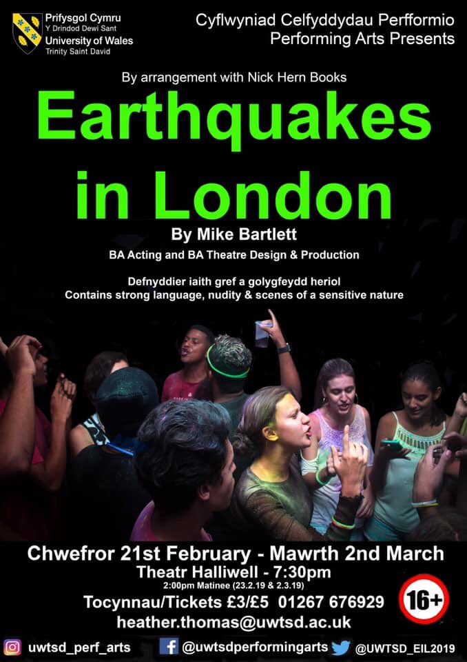 Here we go!....The tech for <a href="/UWTSD_EIL2019/">UWTSD_Earthquakes2019</a> Earthquakes in London by Mike Bartlett begins! Opens 21st Feb!! Come and see! #CreativeCarmarthen #actorsintraining <a href="/UWTSD/">University of Wales Trinity Saint David</a> @UWTSD_Perf_Arts <a href="/drindoddewisant/">Drindod Dewi Sant</a> <a href="/StudyUWTSD/">Study with UWTSD</a>