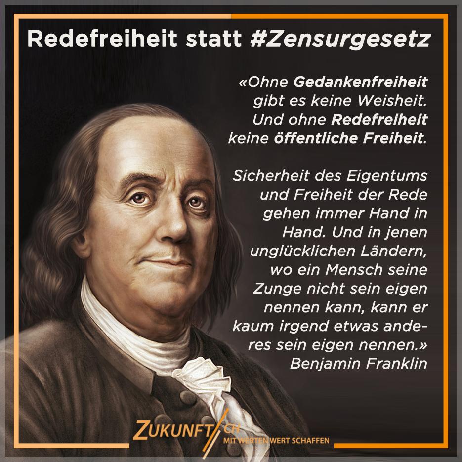 Würde Benjamin Franklin heute in der Schweiz leben, würde er wohl auch Unterschriften fürs Referendum gegen das #Zensurgesetz sammeln. 

#Freiheit #Redefreiheit #Demokratie
zukunft-ch.ch/jetzt-referend…