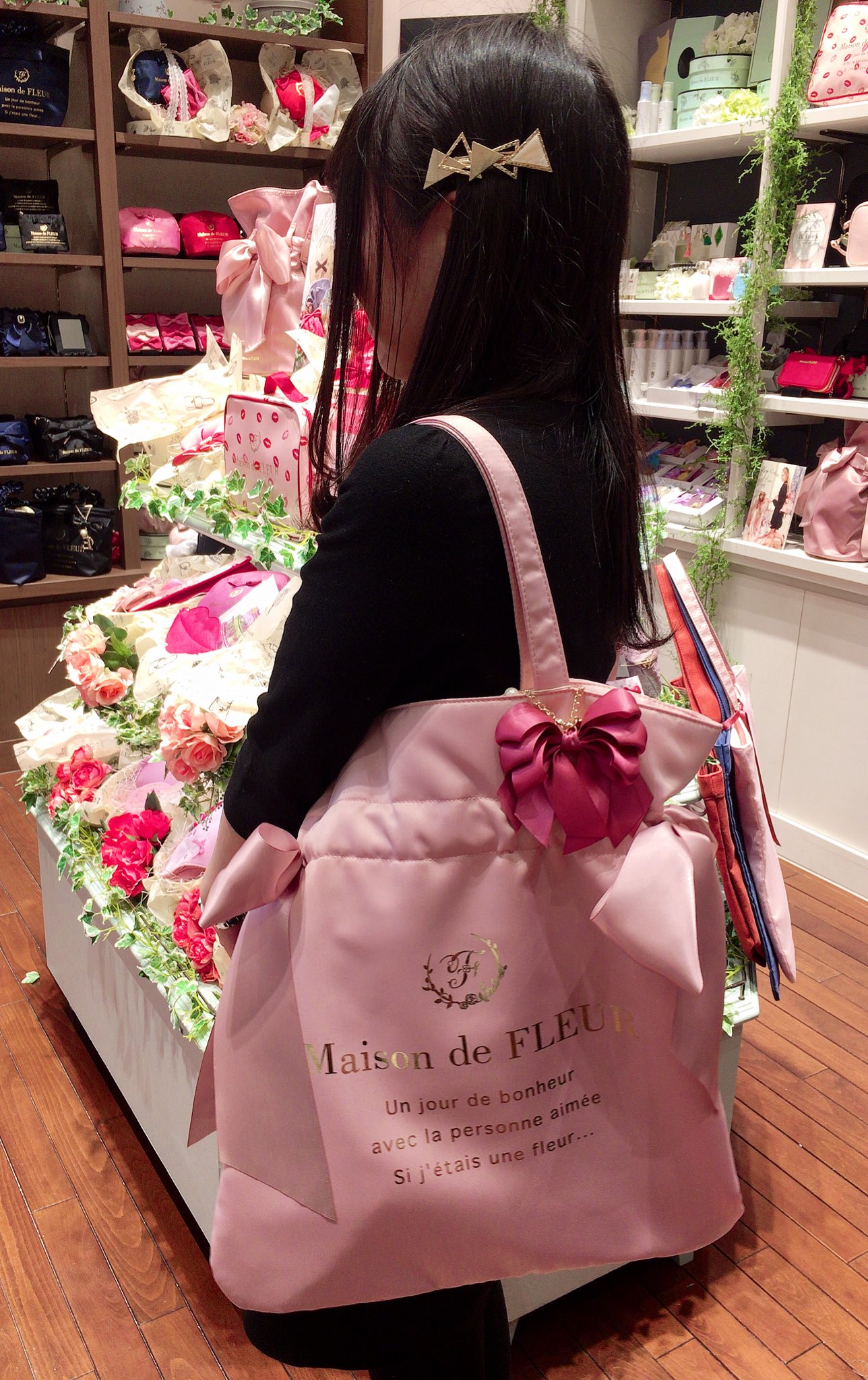 即納-96時間限定 Maison de FLEUR ダブルリボントート ピンク - 通販 - www.bhaktiluhur.org