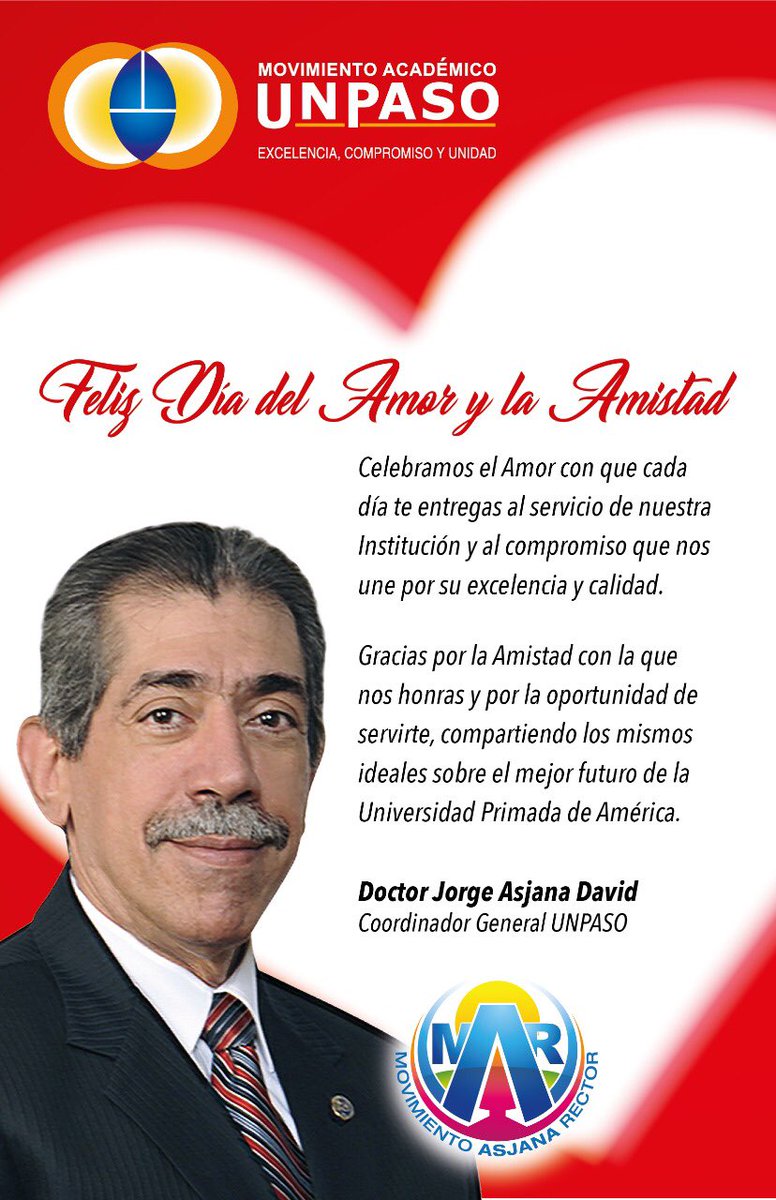 MconAsjana's tweet photo. El Doctor Jorge Asjana David les desea Feliz Día del Amor y la Amistad!!! https://t.co/Wj6cNOZRT5