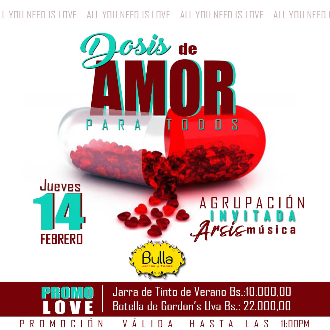 bullajarratapa's tweet photo. ¡Esta noche recibe tu dosis de amor en @bullajarratapa! Te esperamos desde las 8:00 PM. https://t.co/ASOLYnRcEi