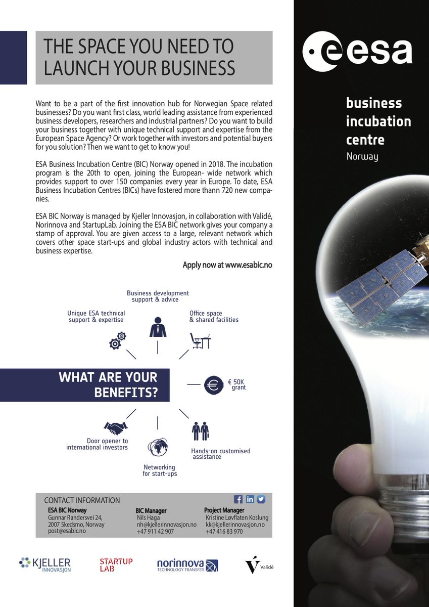 ESABICNorway's tweet image. COUNT DOWN: FOUR days left!! Apply now esabic.no/apply-now/ #esa #spacesolution