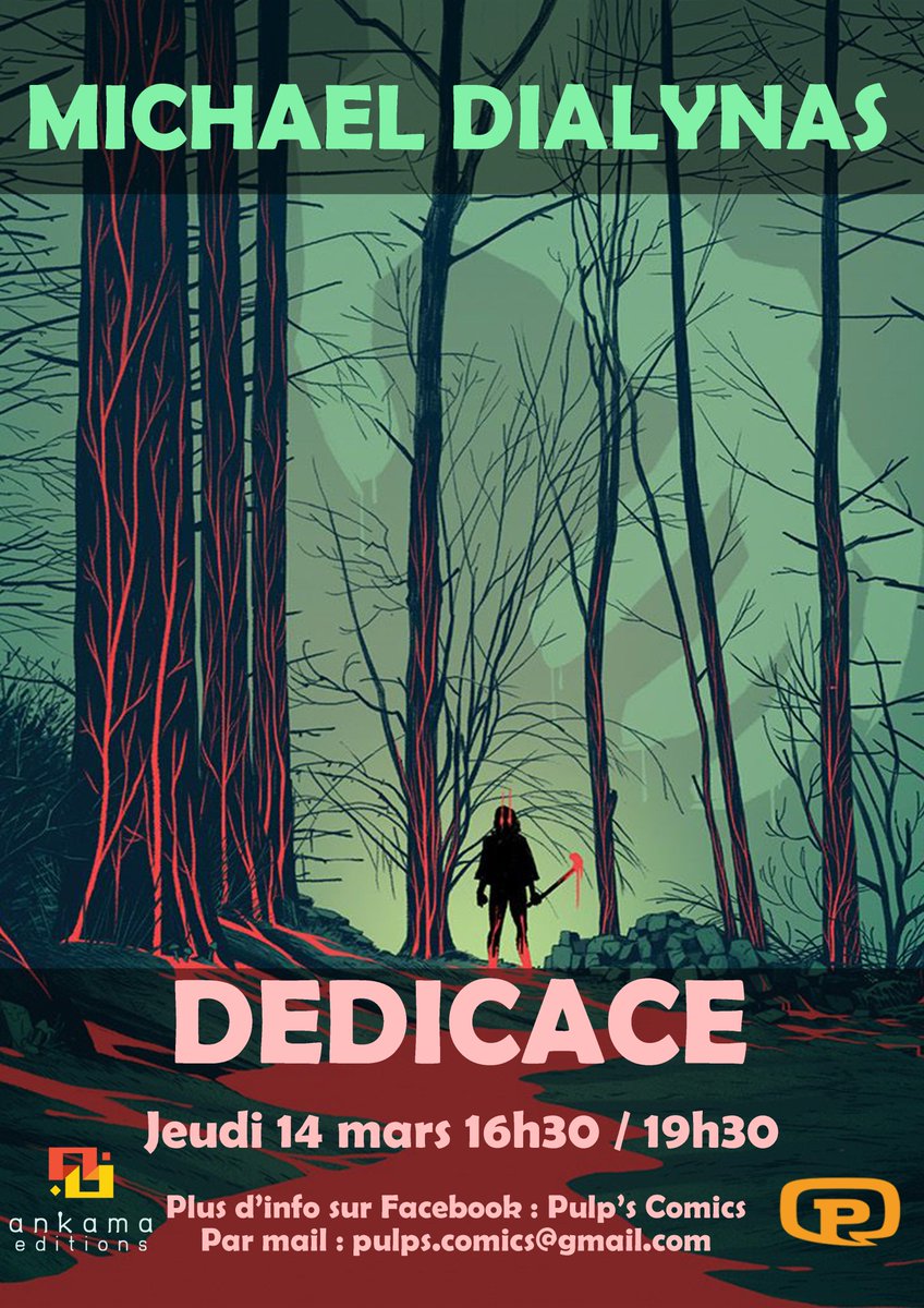 Pulp's Comics (@pulpscomics) on Twitter photo ⚡️ DÉDICACE ⚡️
Jeudi 14 mars nous aurons l'immense plaisir de recevoir Michael Dialynas ("The Woods")🌳<a href="/boomstudios/">BOOM! Studios</a> <a href="/AnkamaEditions/">Ankama Editions</a>
Accès à la dédicace sur achat d'un tome de "The Woods" chez Ankama Editions
Réservation par mail (pulps.comics@gmail.com) ou en boutique 😉 ⚡️ DÉDICACE ⚡️
Jeudi 14 mars nous aurons l'immense plaisir de recevoir Michael Dialynas ("The Woods")🌳<a href="/boomstudios/">BOOM! Studios</a> <a href="/AnkamaEditions/">Ankama Editions</a>
Accès à la dédicace sur achat d'un tome de "The Woods" chez Ankama Editions
Réservation par mail (pulps.comics@gmail.com) ou en boutique 😉