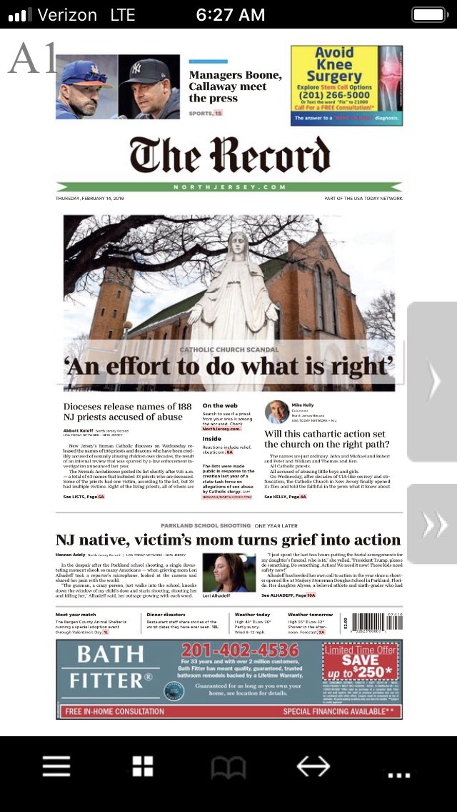 MikeKellyColumn's tweet photo. Great team coverage today on NJ priests’ Sex abuse scandal. ⁦@northjersey⁩ https://t.co/aX7Y8NqYs5