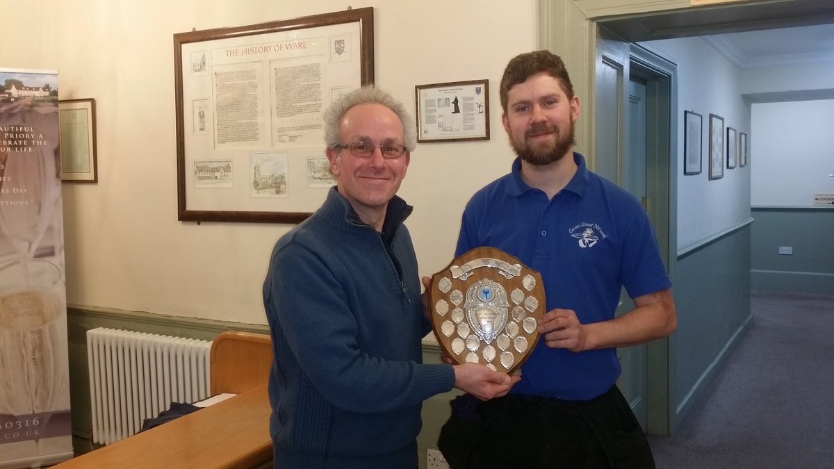 In Sept 2018 the Ware Festival Cttee awarded the Geoff Williamson trophy to <a href="/CaveoNetwork/">Caveo Network</a> in recognition of their commitment to #WareFestival.  Ollie Rose collected the trophy last night from Jan Ordon at the 1st meeting for the 2019 Riverside Real Ale Festival #WareFestival!
