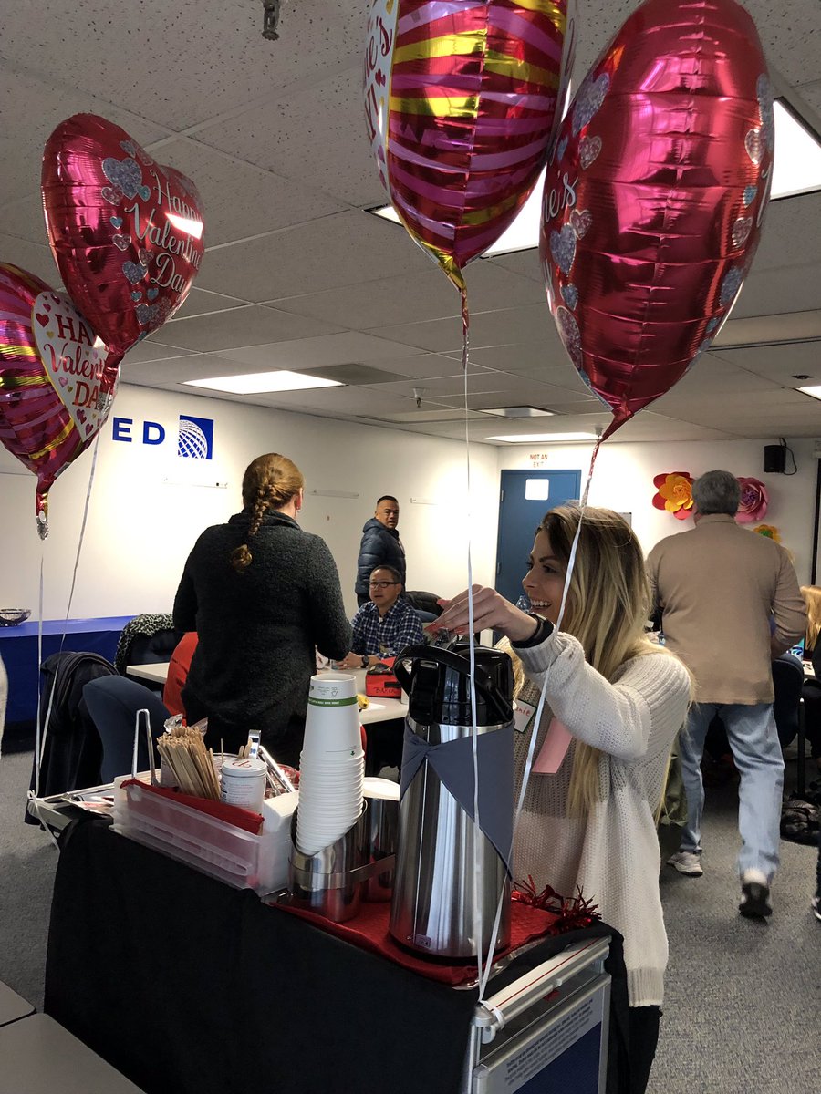 Celebrating Valentines Day with a Hot Chocolate Bar at SFOTK! Flight Attendants enjoyed and appreciated it!