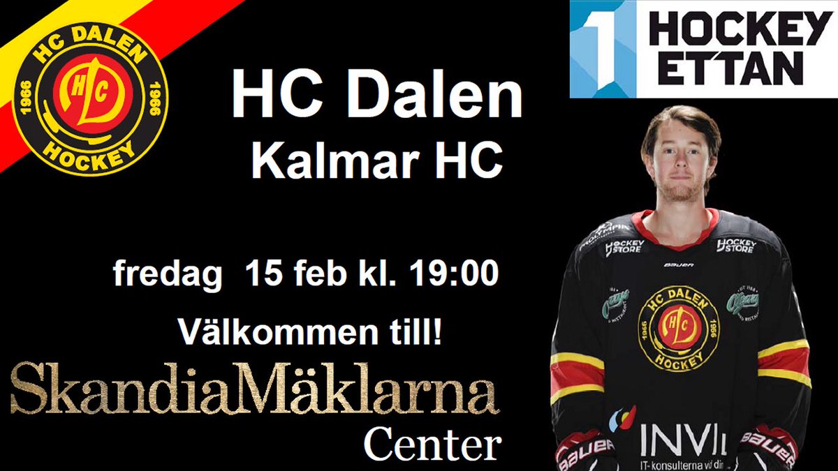 hcdalen's tweet photo. Match imon, vi möter @KalmarHC hemma i jakten på playoff! Alla till SkandiaMäklarna Center!! Matchen finns även på DalenTV https://t.co/x2yoWd9Z7o #hockeyettan #kämpadalen https://t.co/Xh5tlslhif