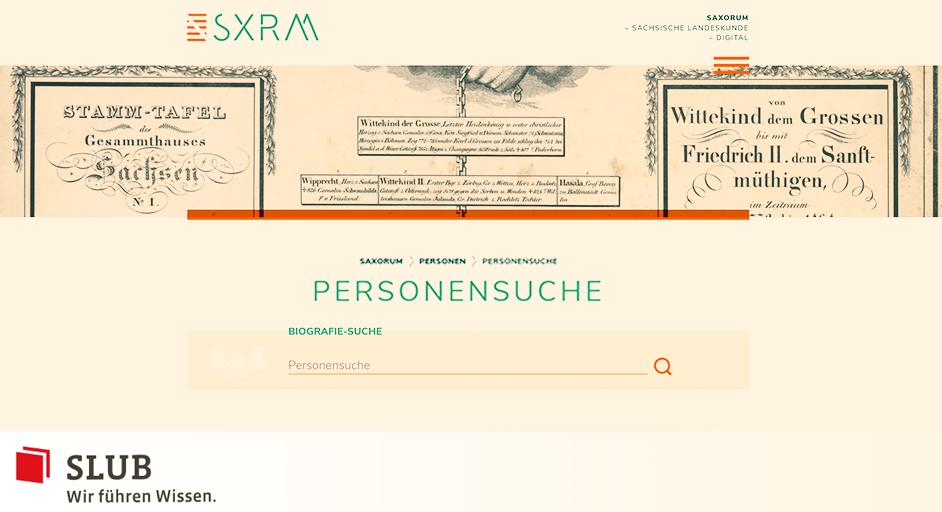 SLUBdresden's tweet photo. #Saxorum, das sächsische Landeskundeportal #poweredbySLUB, bietet neuerdings die Funktion 'Personensuche'!🎆 Aktuelle Version ermöglicht bereits die Suche nach Namen - more to come... #sächsischeLandeskunde https://t.co/Tk0C5KbO5L /nf https://t.co/ffrqJxDBfE