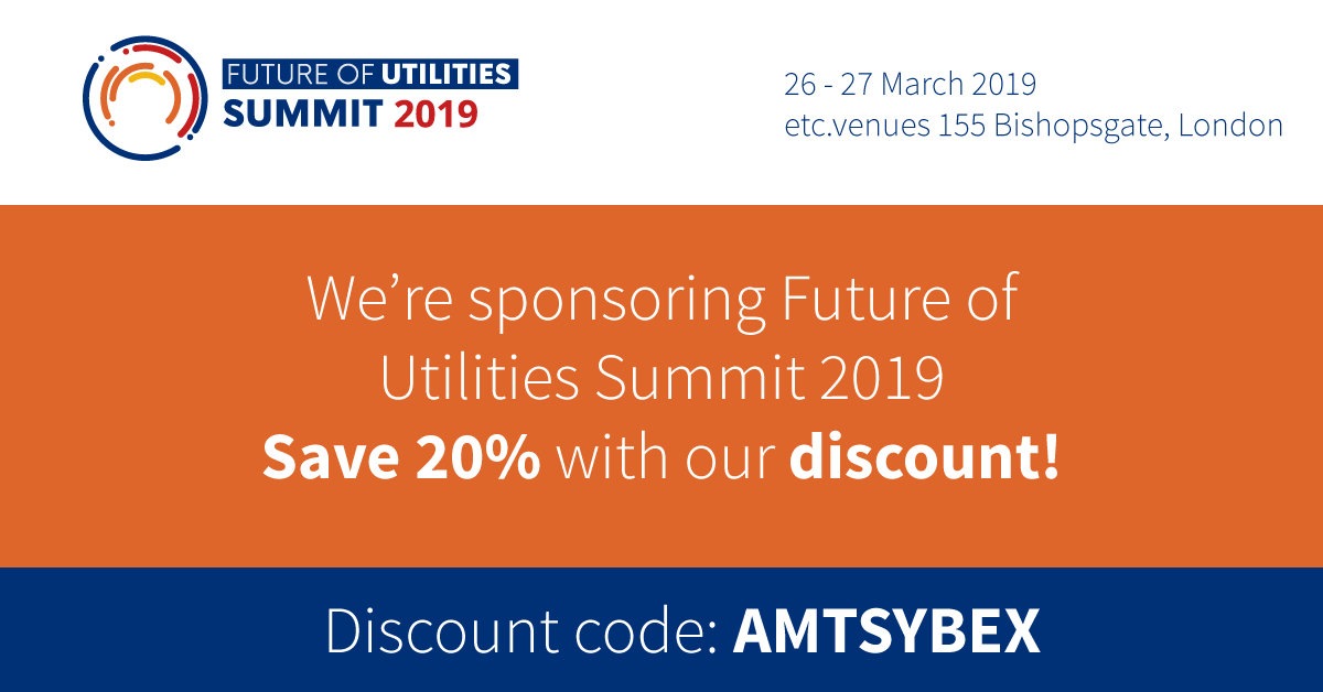 amtsybex's tweet photo. @amtsybex is delighted to be sponsoring @FutureofUtils - Summit 2019. Join us there from 26th - 27th March using the code AMTSYBEX for discount on your booking - https://t.co/sKZxWlLuq4 https://t.co/r1eKIrzQv5