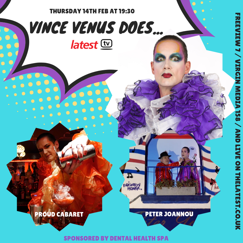 latestlgbtplus's tweet photo. VINCE VENUS DOES... 19:30pm ♥️

🎤  Vince gets a lesson in hair cutting... and singing, from Peter Joannou Brighton's Singing Barber

🍸  Then he learns how to make cocktails and serve food at Proud Cabaret Brighton!

Proudly Sponsored by the amazing Dental Health Spa! https://t.co/9fw2A00hIZ