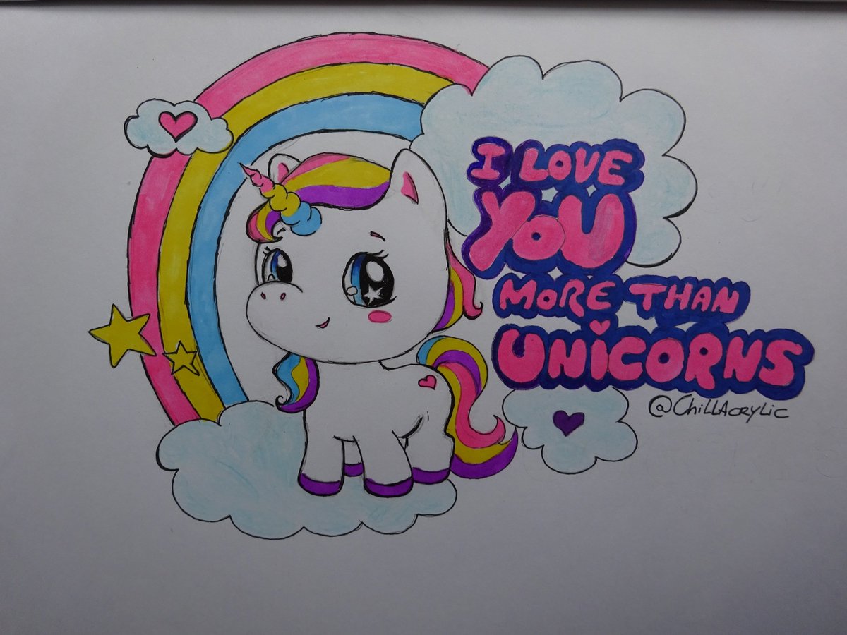 ChillAcrylic's tweet photo. I love you more than Unicorns 😊 #unicorn #rainbow #chibi #kawaii #manga #anime #love #ValentinesDay #drawing by @ChillAcrylic https://t.co/R44k6v3kOV