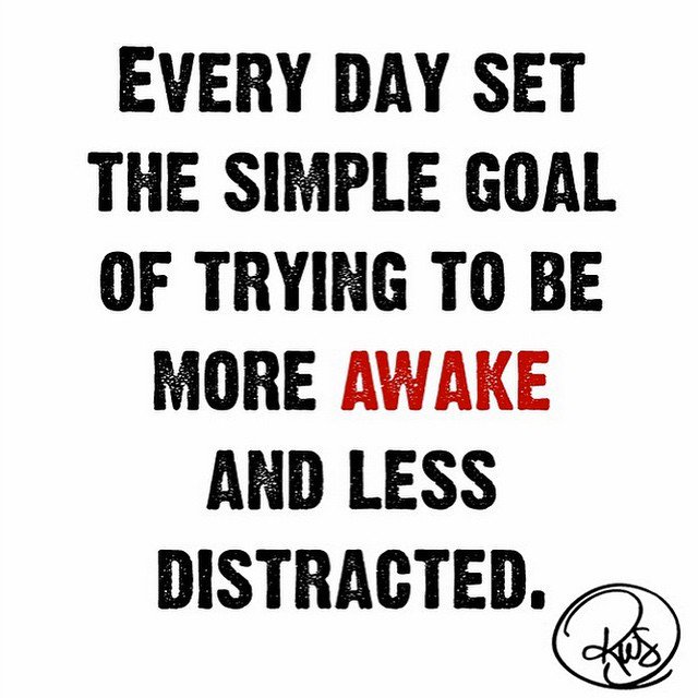 Every day set the simple goal of trying to be more awake and less distracted