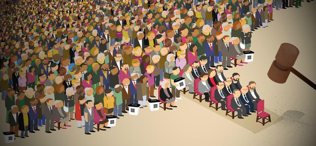 El dibujo muestra la realidad del juicio: hay 12 acusados pero representan a toda nuestra nación Catalana pues todos queríamos votar y todos queremos  ejercer el derecho a nuestra autodeterminación !!! Visca Catalunya lliure ✊🏻🎗❤️