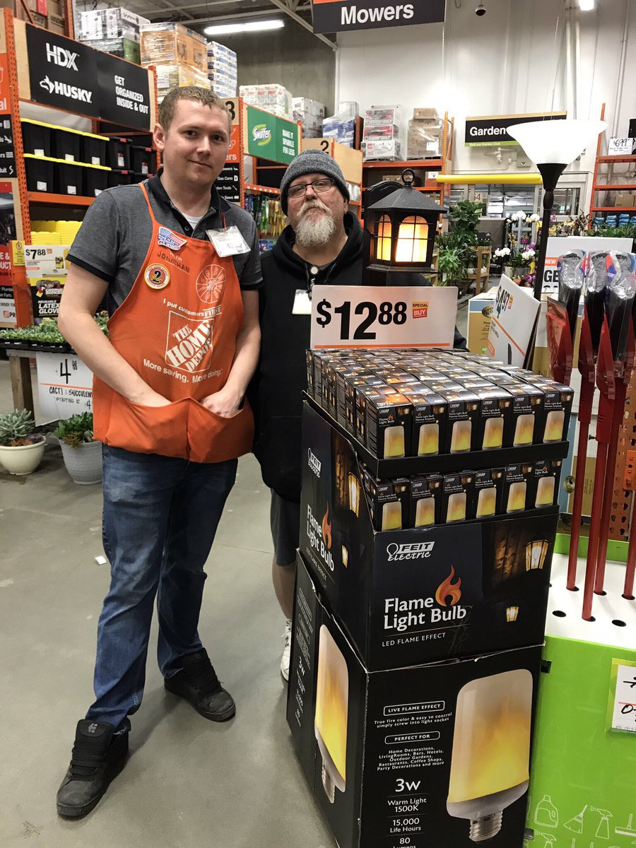 RickSchwend's tweet photo. DS Jonathan and John working together to build an outstanding display to promote the Flame light bulb. Thanks guys!!! @NotoKara @JabarrBean @wesco6612 @sm_6612 @cleakashmere @_mike_giles @mejia_bee @SeanPatrick1916 @Haydnchilcott #merchandising101 #allin https://t.co/pgUPqjnaDB