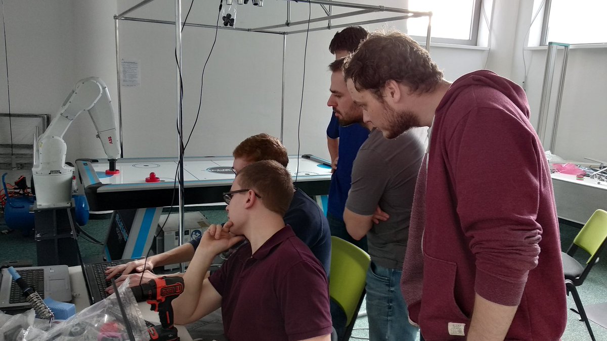 Kuldaa's tweet image. Final debugging @IndustriaVision RoboAirHockey :)