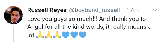 iamAngelCalata's tweet photo. I feel so grateful 😢😭 BEST V-DAY EVER!!! My surprise for Russell of BoybandPH (That I worked hard for 1 month) went great and it paid off. Tyl! And thank you sa lahat ng napa- "Aww! Sana all." sa surprise ko. Happy V-day everyone! Ily all. xx #LoveOnMYX https://t.co/xeV84WqVux