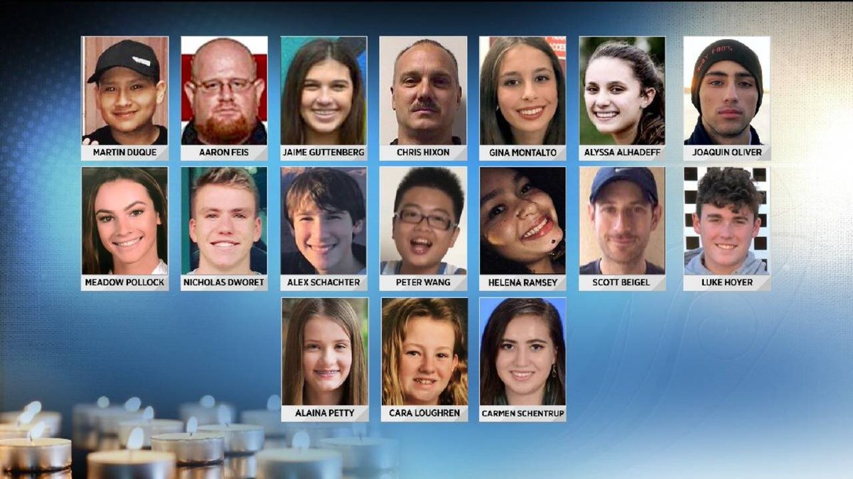 bjoewolf's tweet photo. 17 dinner tables with an empty seat.
17 classrooms with one less voice.
17 futures ripped away.
17 gone too soon.

Parkland, we mourn with you. We love you. We fight for you.

Today and everyday, we are all #MSDStrong . https://t.co/UkmfSuH0pZ