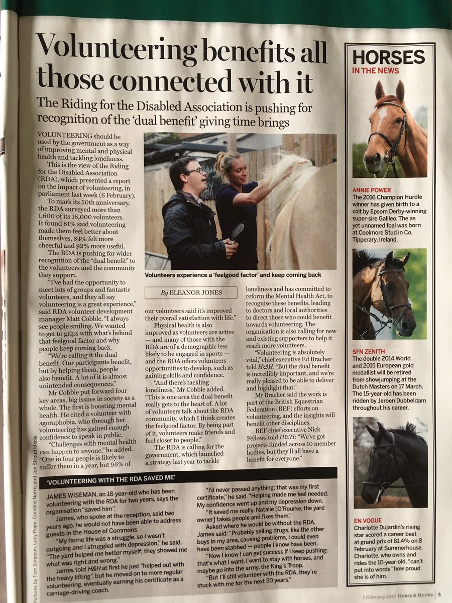 sam orde (@orde_sam) on Twitter photo Thanks <a href="/horseandhound/">Horse & Hound</a> great article on dual benefits of volunteering <a href="/RDAnational/">Riding for the Disabled Association (RDA)</a> James one of 18,000 RDA volunteers gave brill talk <a href="/HouseofCommons/">UK House of Commons</a> <a href="/Sport_England/">Sport England</a> <a href="/mimsdavies/">Mims Davies MP</a> Thanks <a href="/horseandhound/">Horse & Hound</a> great article on dual benefits of volunteering <a href="/RDAnational/">Riding for the Disabled Association (RDA)</a> James one of 18,000 RDA volunteers gave brill talk <a href="/HouseofCommons/">UK House of Commons</a> <a href="/Sport_England/">Sport England</a> <a href="/mimsdavies/">Mims Davies MP</a>
