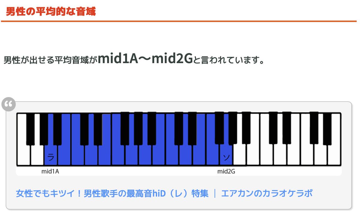 男女の平均音域