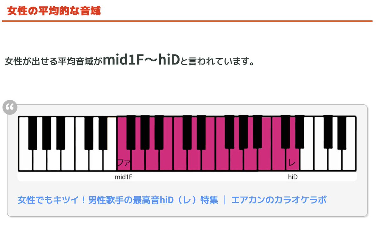 男女の平均音域