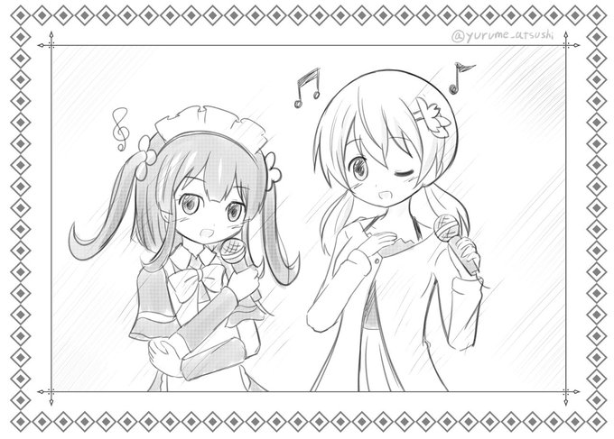 去年の同人誌でちらっと描いてた、るるなちゃん&ココアちゃん。池谷 乃々ちゃんはいいぞ🌟🎤 