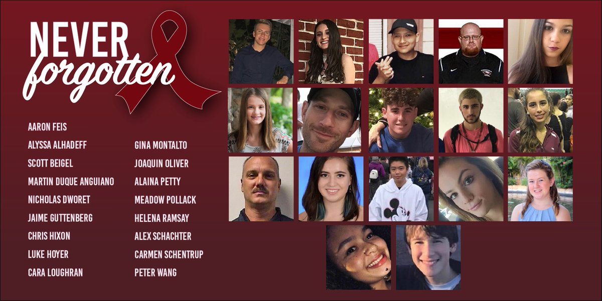 One year ago today, 17 lives were lost in the tragic shooting at Marjory Stoneman Douglas High School.  Today and always we remember them; they will not be forgotten. #MSDstrong #17eagles