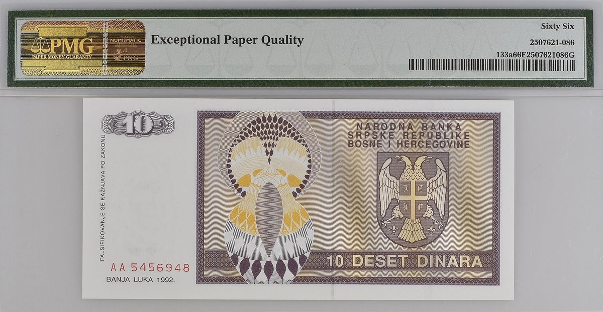 PMGnotes's tweet image. Note of the Day: Bosnia, Herzegovina (National Bank) 1992 10 Dinara.  Look closely:  Do you see the heart on this note?  #pmg #pmgnotes #papermoney #currency #banknotes #notes #bosnia #herzegovina #valentinesday #heart
