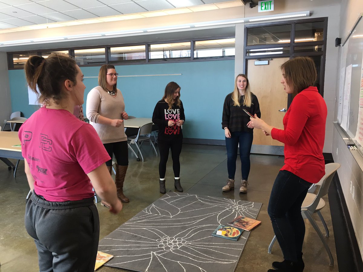 CentralCollEd's tweet image. Practicing our read aloud skills and language-based activities prior to sharing our books with preschoolers next week.