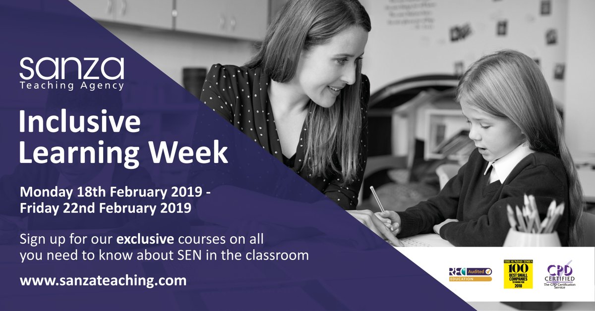 This February half term we have our Inclusive Learning Week! Throughout the week we will have CPD Courses covering all aspects of SEN in the classroom. Sign up today through your Portal page!
#ukedchat #SEN #SENChat #professionaldevelopment
