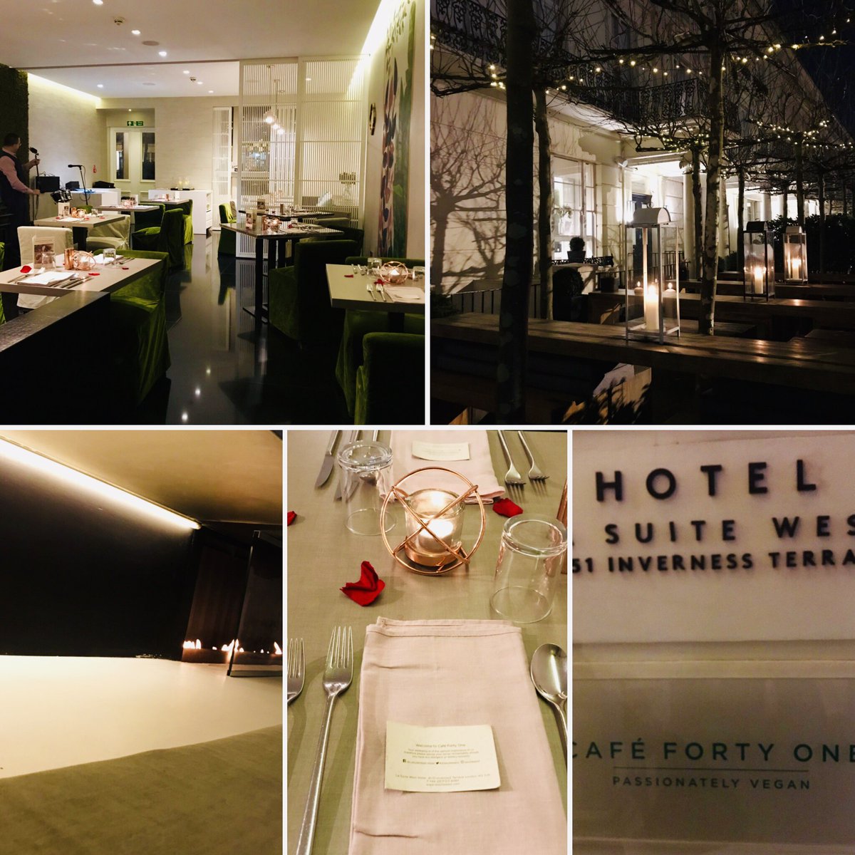 lasuitewest's tweet photo. Just arrived at Cafe 41 at La Suite West for Chef's vegan pop-up dinner...happy valentines wishes ❤️
#romantic #bemyvalentine #ValentinesDay #veganrestaurant #veganvalentine #cafefortyone #cafe41 #bayswater #nottinghill #londonfoodies #popupdinners https://t.co/kxs6ZvjpeT