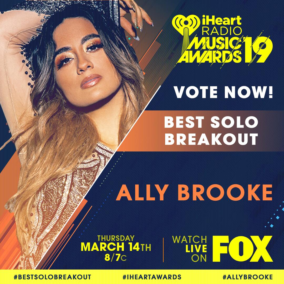iHeartRadio's tweet photo. RT to vote for #AllyBrooke for #BestSoloBreakout! 

@AllyBrooke | #iHeartAwards https://t.co/9ZbxV671bg