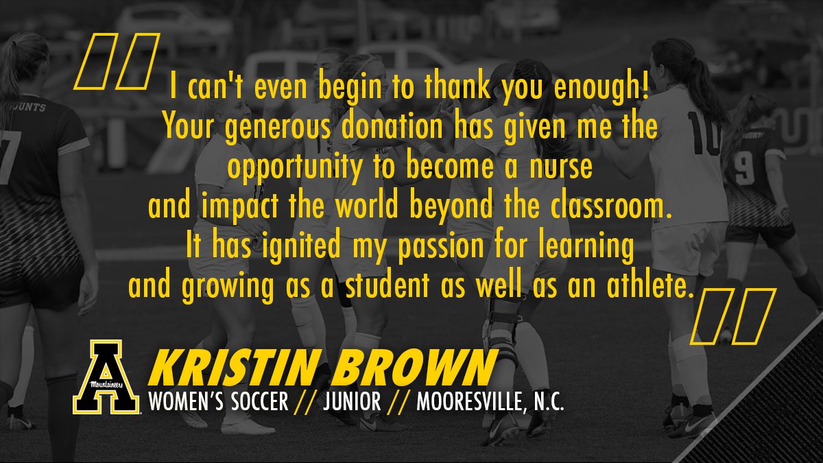Kristin Brown from <a href="/appstatewsoccer/">App State Soccer</a> has a message for all Yosef Club members. #ThankfulThursday #MakeAnImpact
