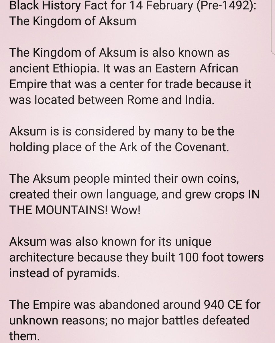 Black History Fact for 14 February (Pre-1492) Kingdom of Aksum