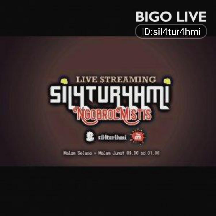 Kuy di #MalamJumat Ini kita ngomis #NgobrolMistis
Live Streaming 
Bigo live 
id : sil4tur4hmi 
Pkl : 22.00 s/d seles
bigo.tv/sid/2369565573…