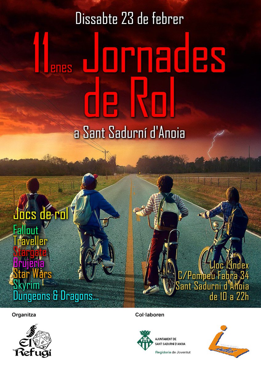 RefugidelROL's tweet photo. Ja teniu els daus a punt? Vine Dissabte 23 de febrer i fes gala de la teva imaginació!  #santsadurni #rpg #roleplaying https://t.co/X2GTNwRM91