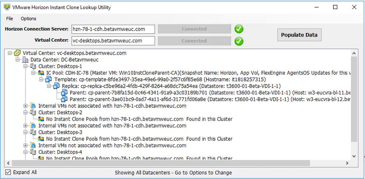 I’m looking for folks with Horizon 7 to test my Instant Clone Lookup Utility.  I have made many changes and need some new environments to test it in.  If interested please DM me.  @vmwarehorizon