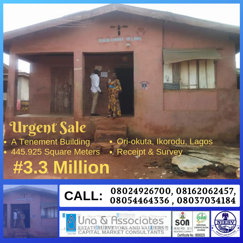 Una_Associates's tweet photo. URGENT SALE
A tenement building on a parcel of land measuring 445.925 square meters approximately with good and marketable title, located at Ori-okuta, Ikorodu, Lagos, price is #3.3million (net).

#parcel #sales #buildings #tenement #property #ikorodu #lagos #nigeria https://t.co/WOjABEy0J9