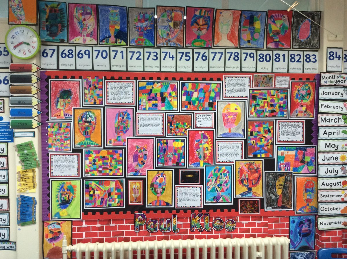 Y2Bellfieldi's tweet photo. The children in 2B have been looking at the artist 'Paul Klee' We have learnt that he liked to use shapes, straight lines and bright colours within his work. Did you know he used to do 6 paintings at a time? https://t.co/YW6cTt4jNc