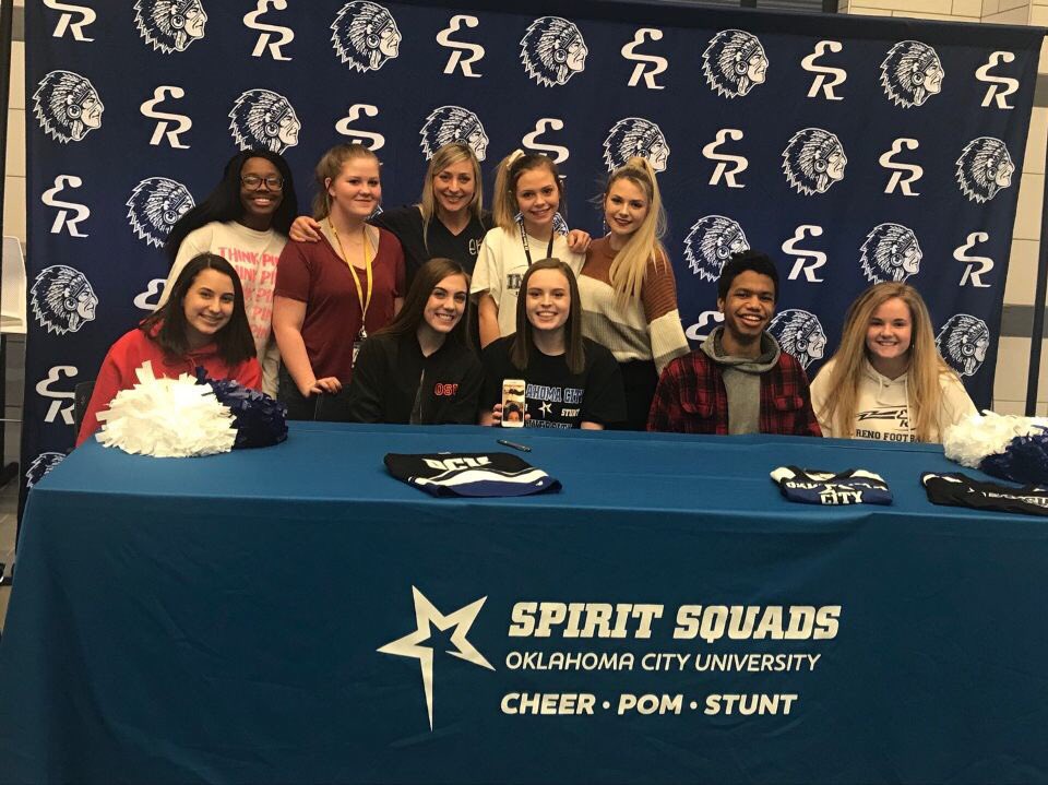 peyxrae's tweet photo. I’m so excited to say I will be furthering my education at Oklahoma City University where I’ll get to continue to cheer my heart out and become the best star I can be!💙🌟🖤 https://t.co/R29xKriydn